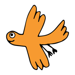 Obraz premium Tropic cartoon doodle bird isolated on white background. Vector illustration.