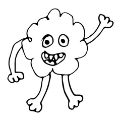 Fototapeta premium Cute cartoon monsters in doodle childlike style. Character icon. Vector illustration.