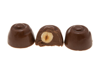 chocolate candies with nuts isolated