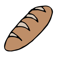 Cartoon doodle linear white bread isolated on white background. Vector illustration.
