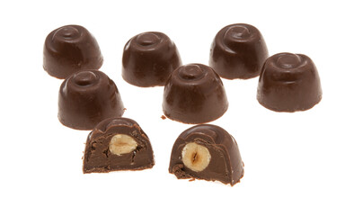 Obraz premium chocolate candies with nuts isolated
