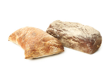 Fresh baked bread isolated on white background