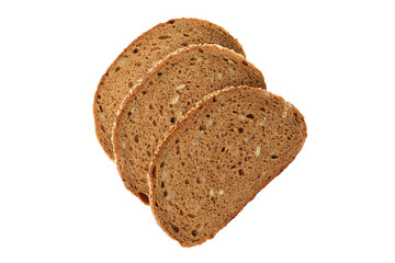 Dark bread slices isolated on white background