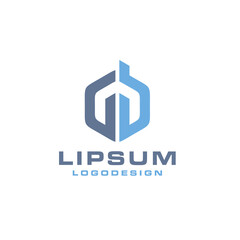 Letter GB Initial logo design with rounded hexagonal shape