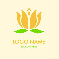 lotus petals leaf vector logo template for beauty cosmetic product, make up, fashion, yoga business logo