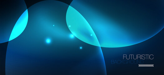 Neon ellipses abstract backgrounds. Shiny bright round shapes glowing in the dark. Vector futuristic illustrations for covers, banners, flyers and posters and other