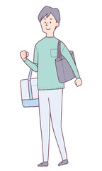 荷物を持った男性