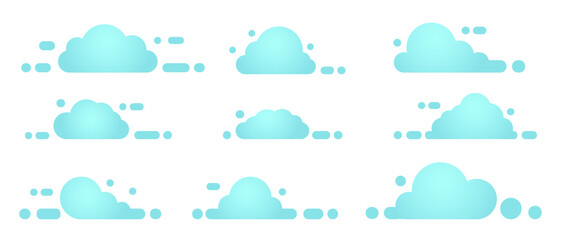 Set Blue icon Cloud. vector elements clouds flat stock illustration. Collection of different forms of clouds. Design elements for weather or cloud storage applications.