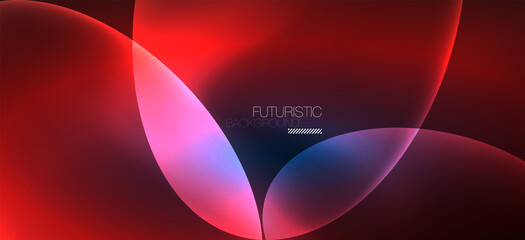 Neon ellipses abstract backgrounds. Shiny bright round shapes glowing in the dark. Vector futuristic illustrations for covers, banners, flyers and posters and other