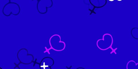 Light Purple, Pink vector backdrop with woman's power symbols.