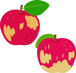 色ムラがあるリンゴ、葉とらずリンゴ