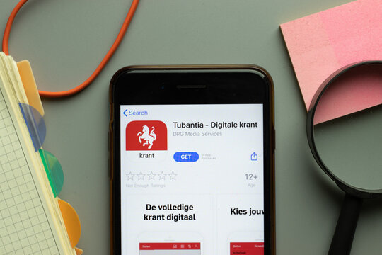 New York, USA - 26 October 2020: Tubantia Digitale krant mobile app logo on phone screen close up, Illustrative Editorial