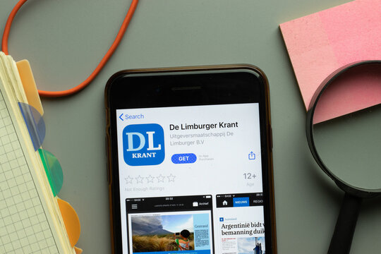 New York, USA - 26 October 2020: De Limburger Krant mobile app logo on phone screen close up, Illustrative Editorial