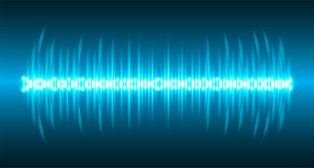 Sound waves oscillating dark blue light