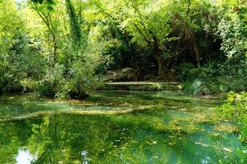 View of Kursunlu Waterfalls in Antalya district of Turkey.