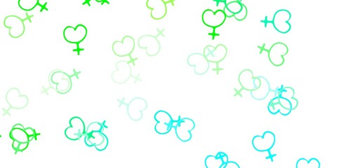Light Green vector texture with women's rights symbols.