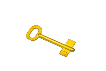 Gold color key metallic isolated on white background