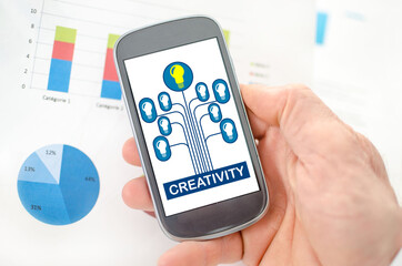 Creativity concept on a smartphone