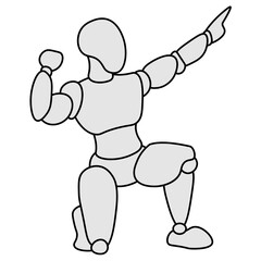 Human figure mannequin in a pose. Impersonal model of a person on a white background.