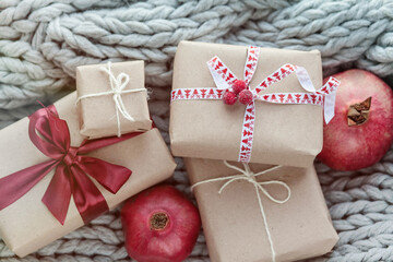 Eco-friendly gift boxes Christmas and New Year decor