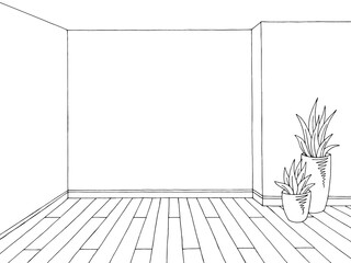 Room graphic black white home interior sketch illustration vector © aluna1