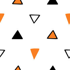 Doodle seamless pattern with triangles for nursery. Scandinavian design for little baby room.