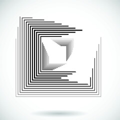 Rectangle Logo with lines.Square unusual icon Design .frame with Vector stripes .