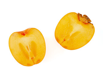 cut persimmon isolated on white