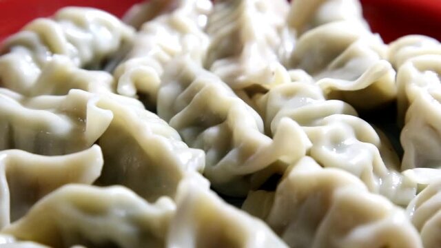 Close up chinese dumpling on plate