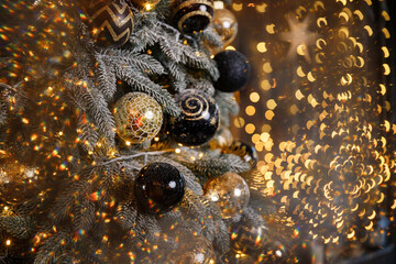 Christmas pine branch with balls