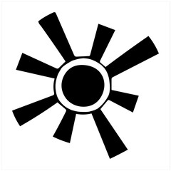 Obraz premium Abstract sun, isolated simple hand drawn black and white vector illustration on white background