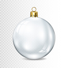 Transparent realistic Christmas ball isolated