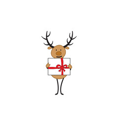 Christmas deer which. Christmas reindeer giving gifts. Merry Christmas. - Vector
