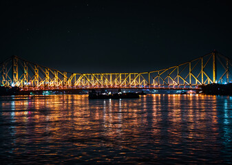 Bridge over river at night 