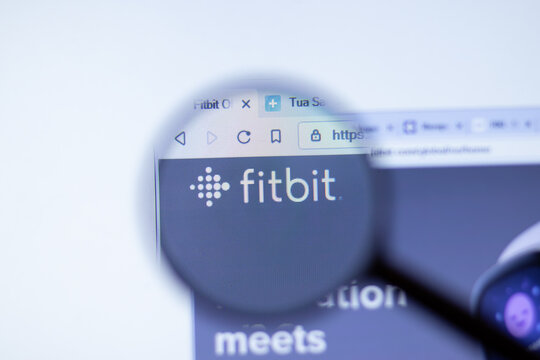 New York, USA - 29 September 2020: fitbit.com fitbit company website with logo close up, Illustrative Editorial