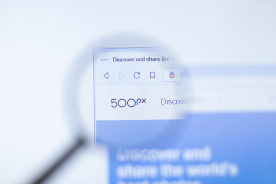 New York, USA - 29 September 2020: 500px 500px.com company website with logo close up, Illustrative Editorial