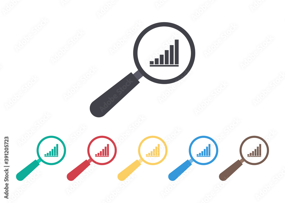 Wall mural icon of graph with data for business. predict of financial risk on chart. audit of business. analysi