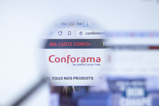 New York, USA - 29 September 2020: Conforama conforama.fr company website with logo close up, Illustrative Editorial