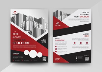 Fototapeta na wymiar Business abstract vector template for Brochure, Annual Report, Magazine, Poster, Corporate Presentation, Portfolio, Flyer with red and black color size A4, Front and back