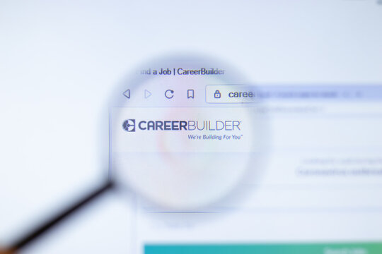 New York, USA - 29 September 2020: careerbuilder.com CareerBuilder company website with logo close up, Illustrative Editorial