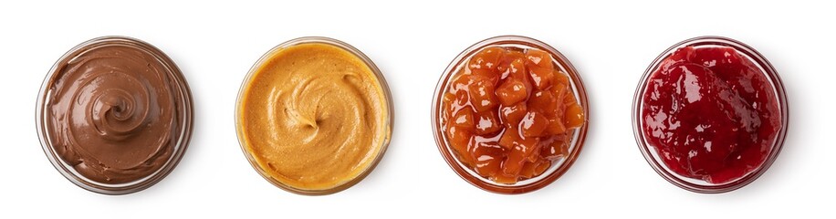 set of glass bowl with jam