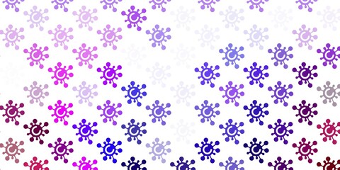 Light Purple, Pink vector backdrop with virus symbols.