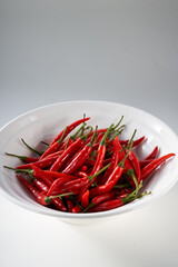A bowl of flaming Zhitian pepper millet pepper close-up