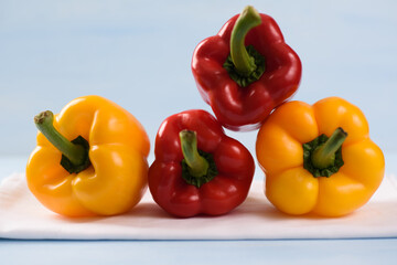 Fresh organic sweet pepper on colorful background