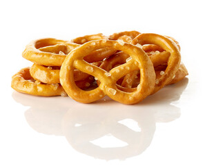 Mini pretzels isolated on white background