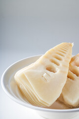 Fototapeta na wymiar Close-up of a cross section of a sour bamboo shoot, a specialty of Guangxi, China