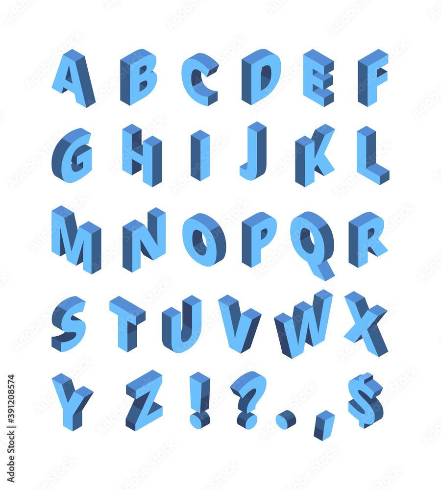 Wall mural isometric alphabet. line colored letters geometrical halftone font vector typography set. alphabet t