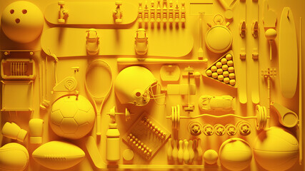 Yellow Sports Equipment Collage - 391208772