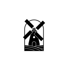 Windmill logo vintage illustration design isolated on white background