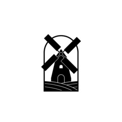 Windmill logo vintage illustration design isolated on white background